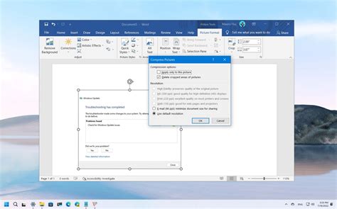 Reduce the file size of a picture in Microsoft Office.
